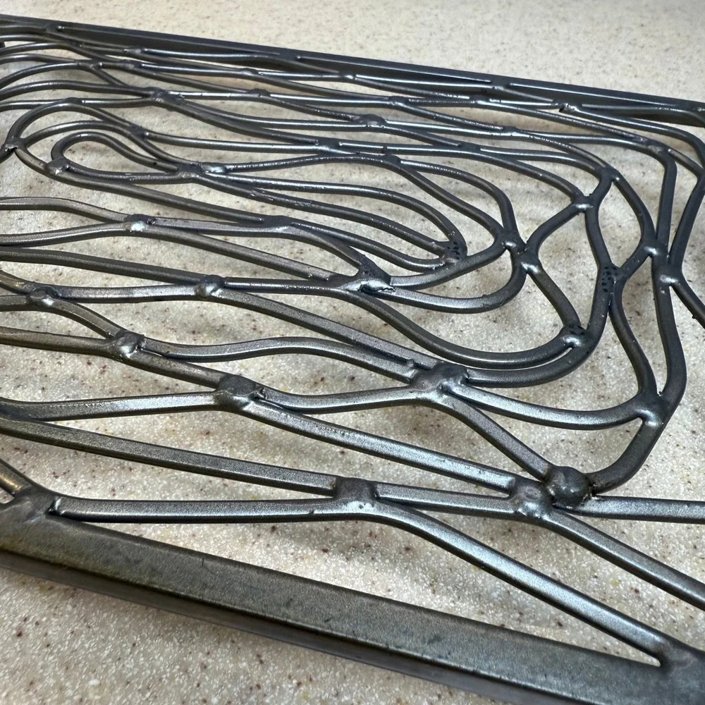 Industrial Welded Steel Swirl Metal‎ Trivet Rectangular Hot Pad Gunmetal Gray